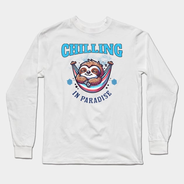 Chilling in Paradise: Relaxed Sloth Vibes from Costa Rica Long Sleeve T-Shirt by Costa Rica Designs